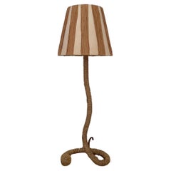 French Rope Lamp with Paper Cord Striped Shade in the style of Audoux Minet