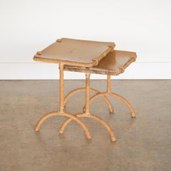 French Rope Nesting Tables by Audoux-Minet, Set of 2