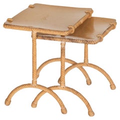 French Rope Nesting Tables by Audoux-Minet, Set of 2