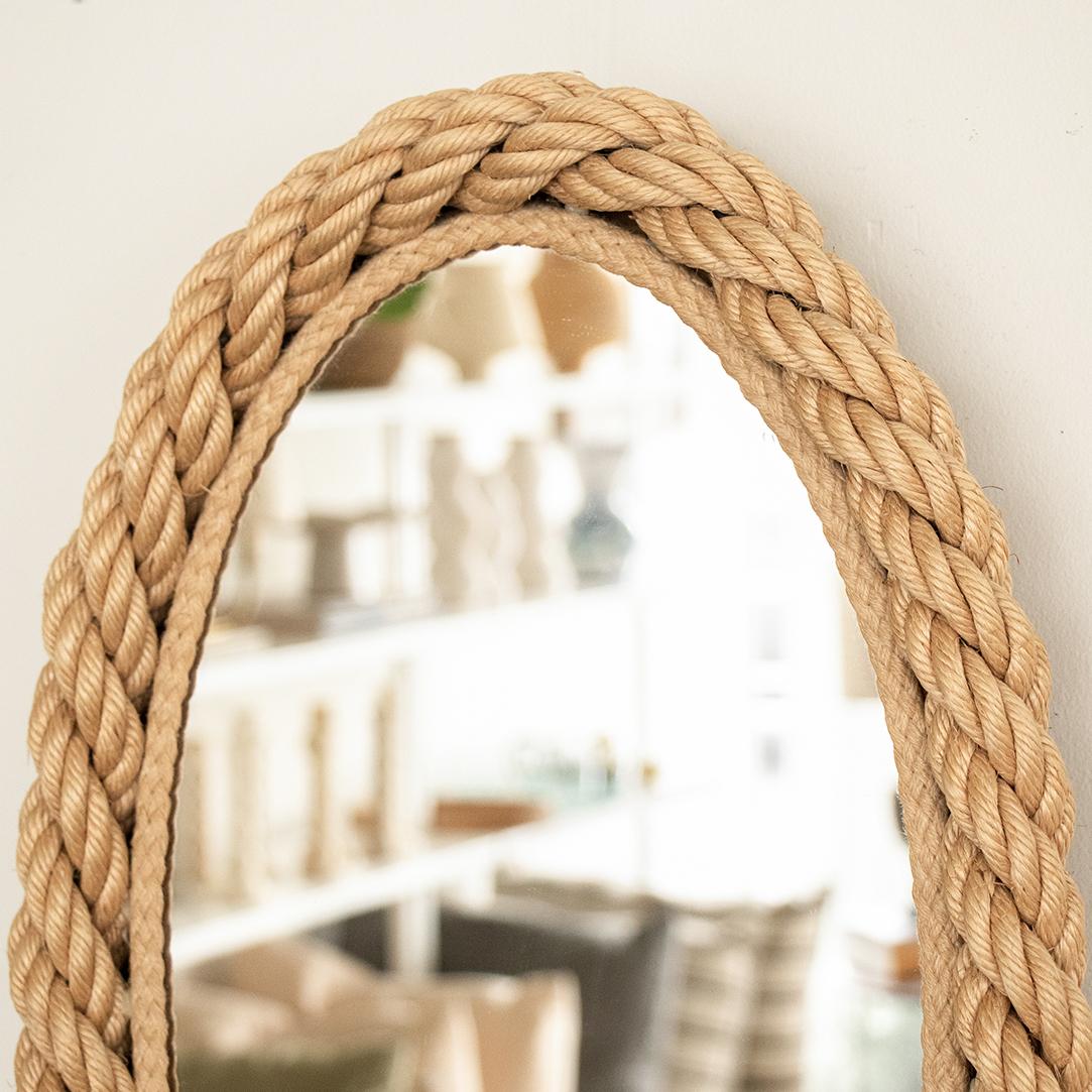 French Rope Oval Mirror by Audoux-Minet 1