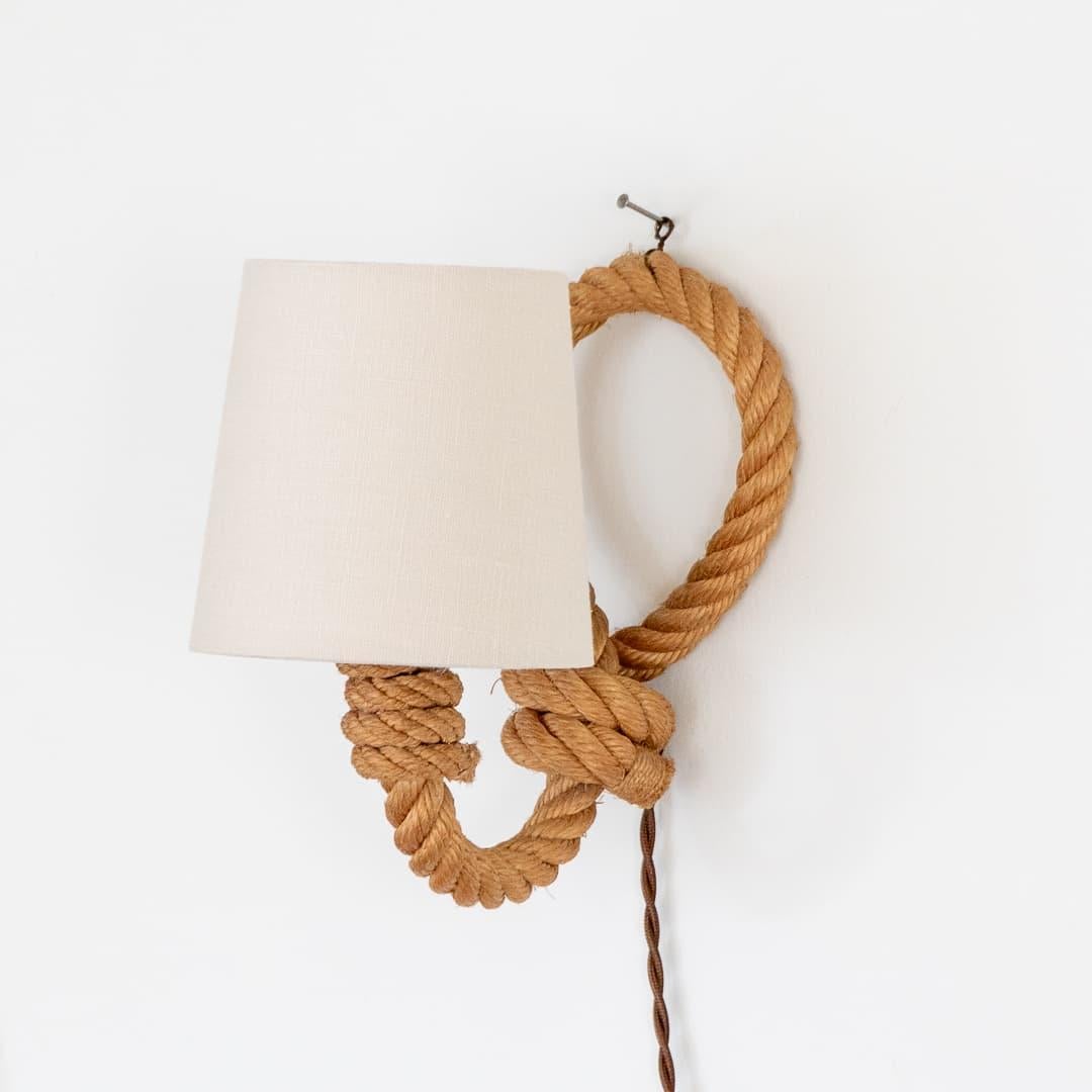 Mid-20th Century French Rope Sconce by Audoux Minet For Sale
