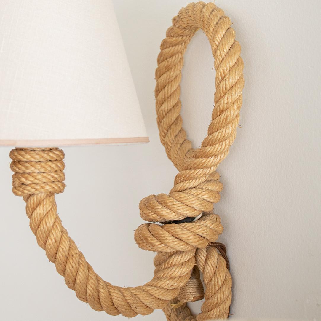 Mid-Century Modern French Rope Sconces by Audoux Minet