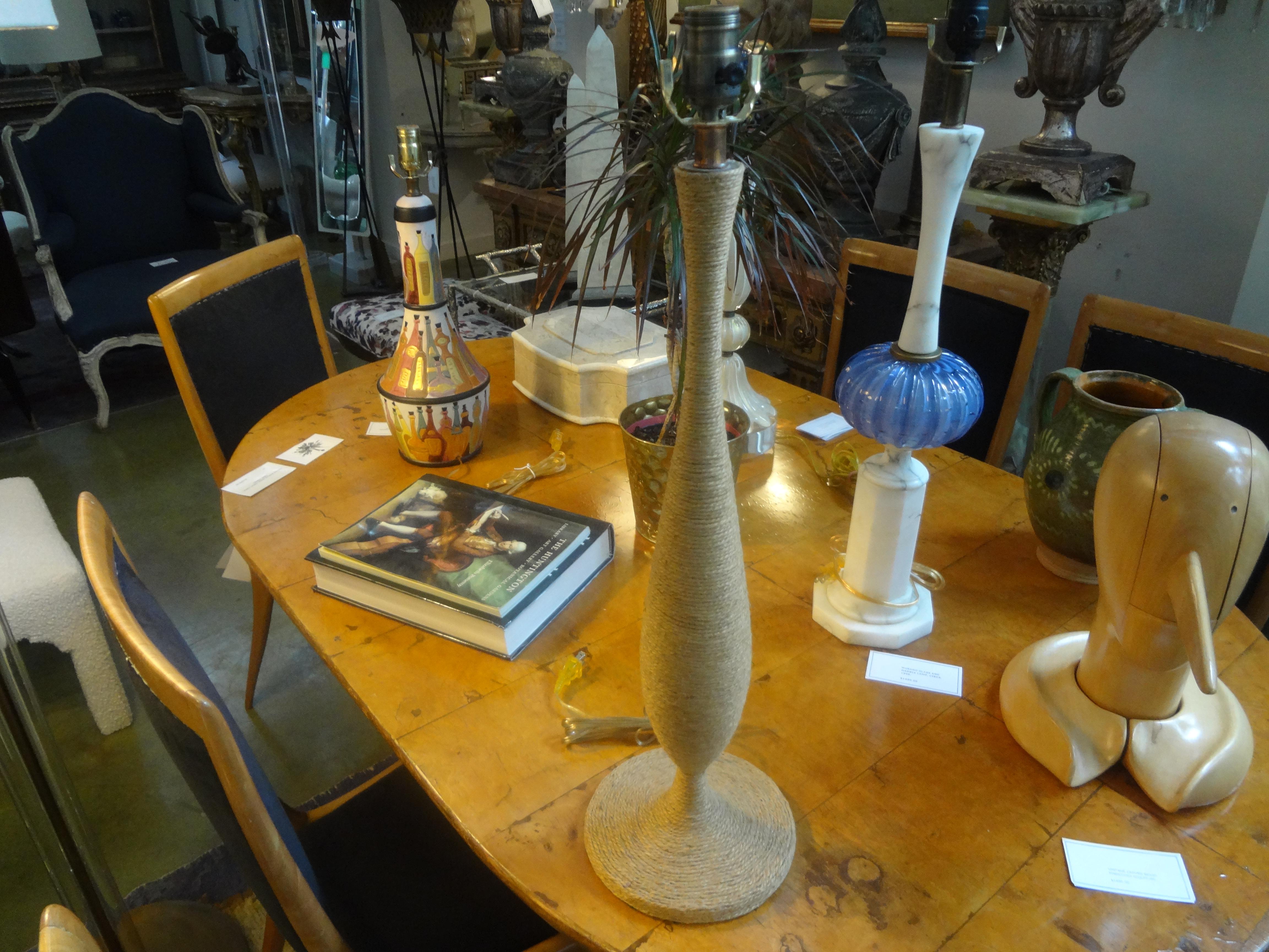 Lámpara de mesa de cuerda francesa by Audoux & Minet en venta 1