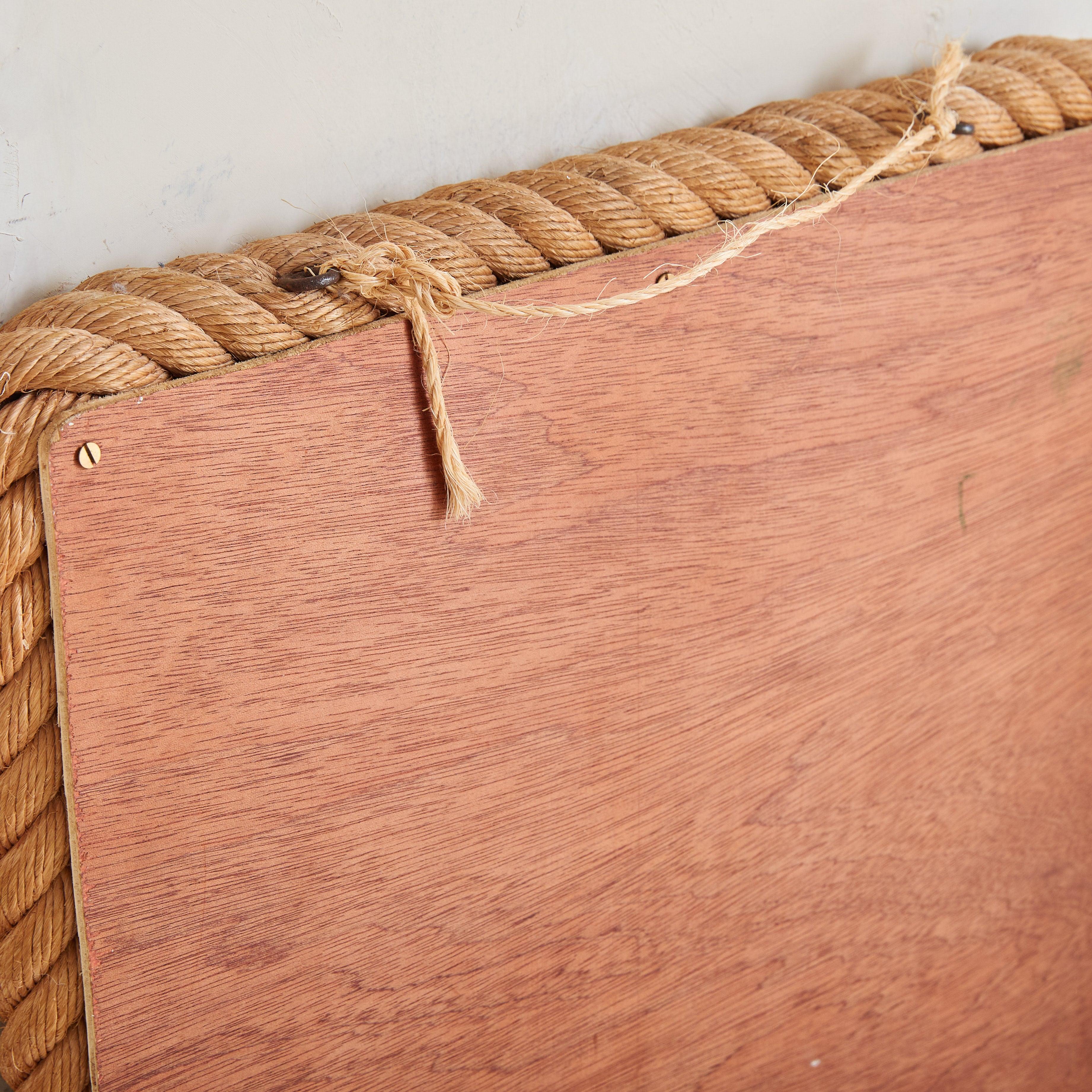French Rope Wall Mirror Attributed to Adrien Audoux & Frida Minet, 1950s For Sale 4