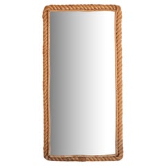 French Rope Wall Mirror Attributed to Adrien Audoux & Frida Minet, 1950s