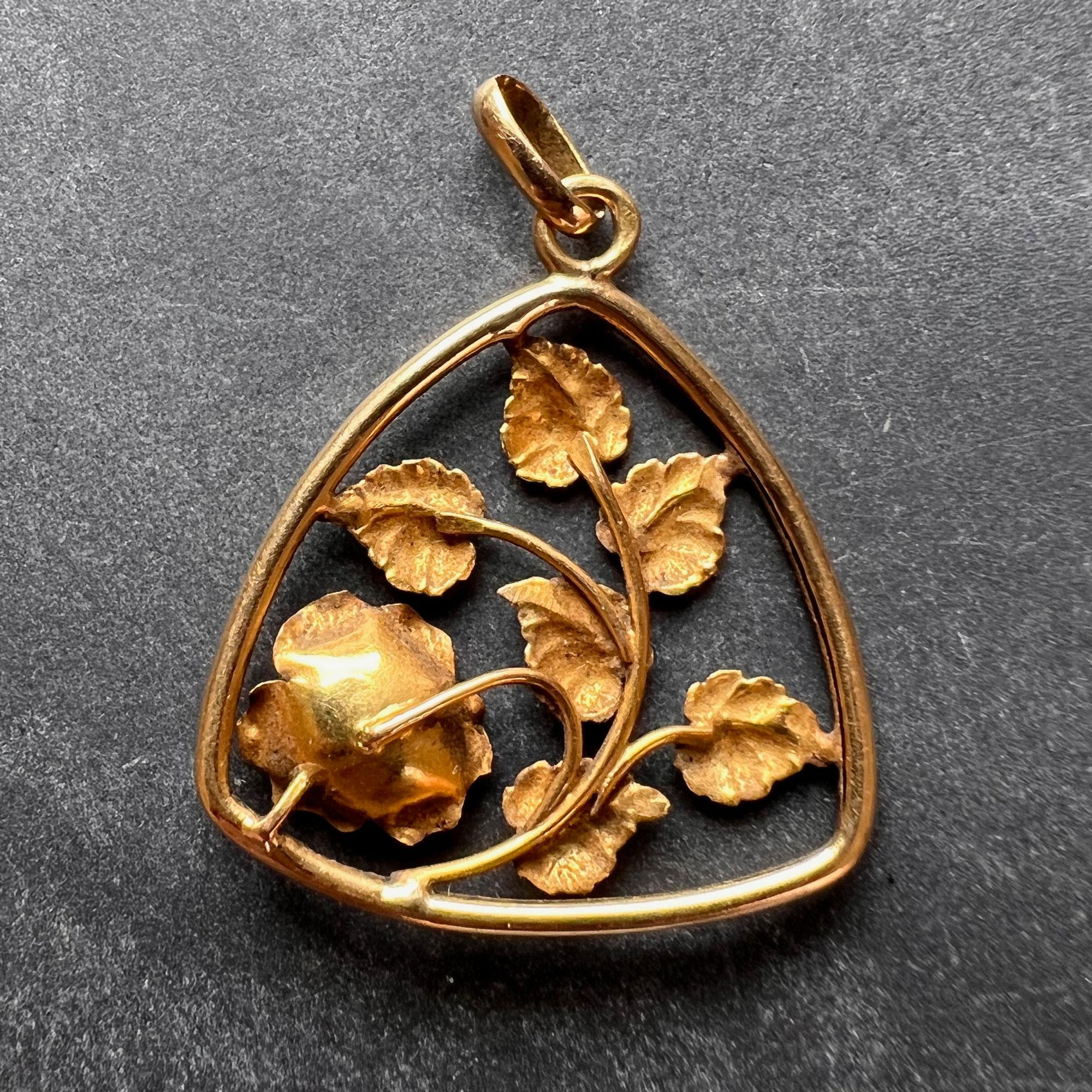 black hills gold rose pendant