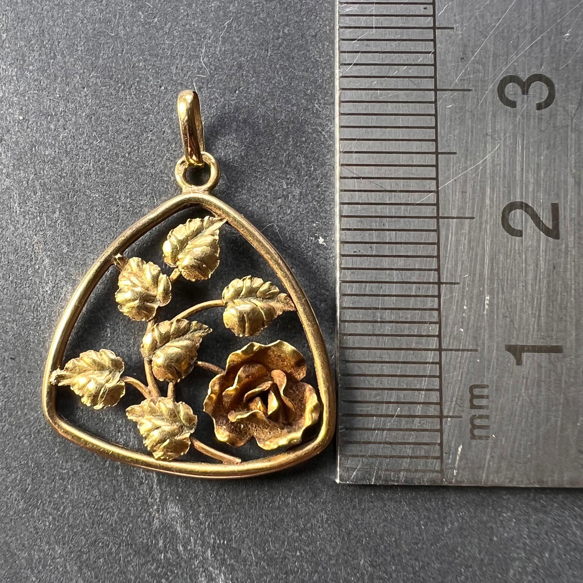 French Rose 18K Yellow Gold Charm Pendant 1