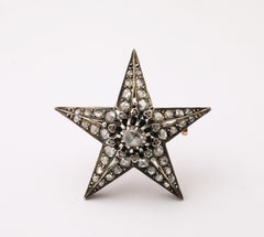 French Rose Diamond Five Pointed Star Brooch/ Pendant