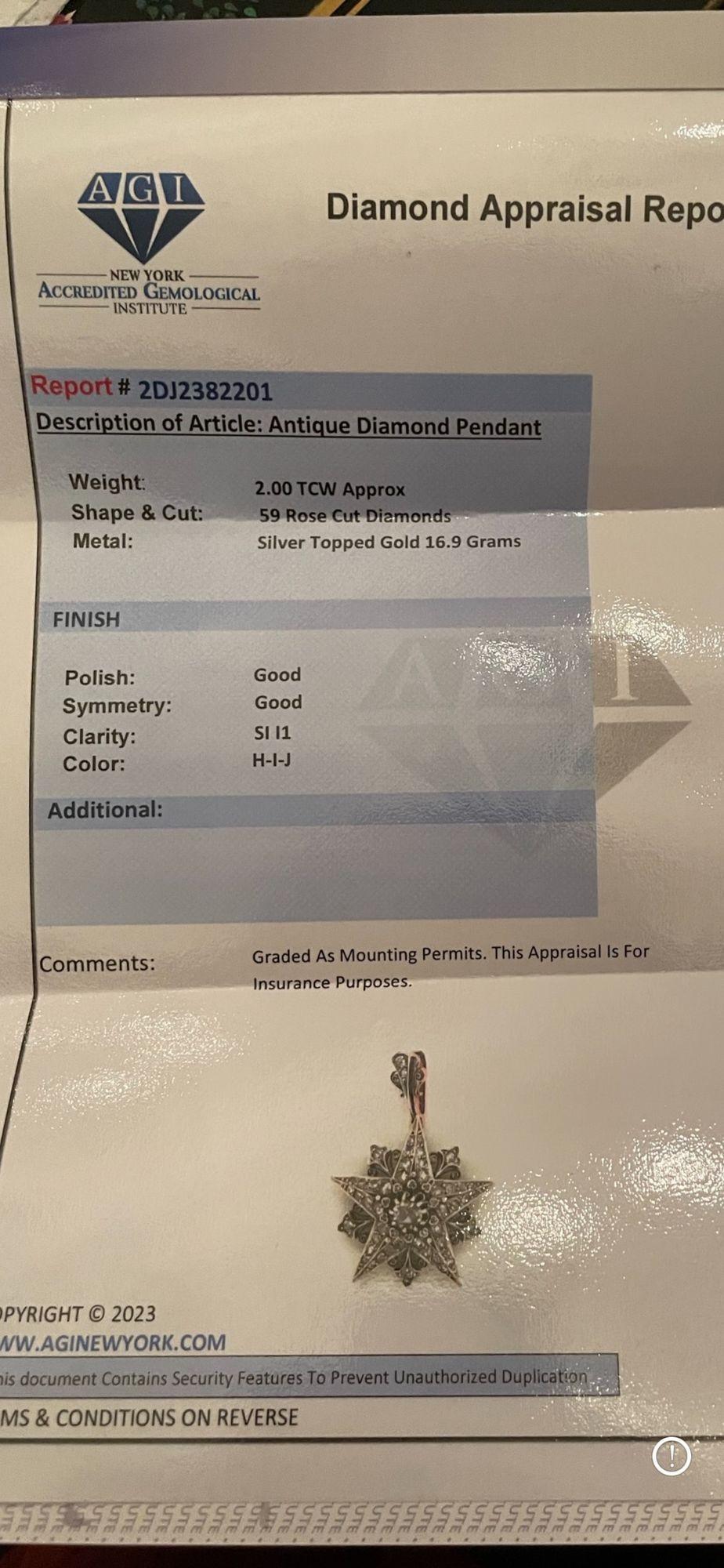 French Rose Diamond Five Pointed Star Brooch/ Pendant For Sale 3