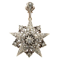 Broche/pendentif étoile à cinq branches en diamant rose français