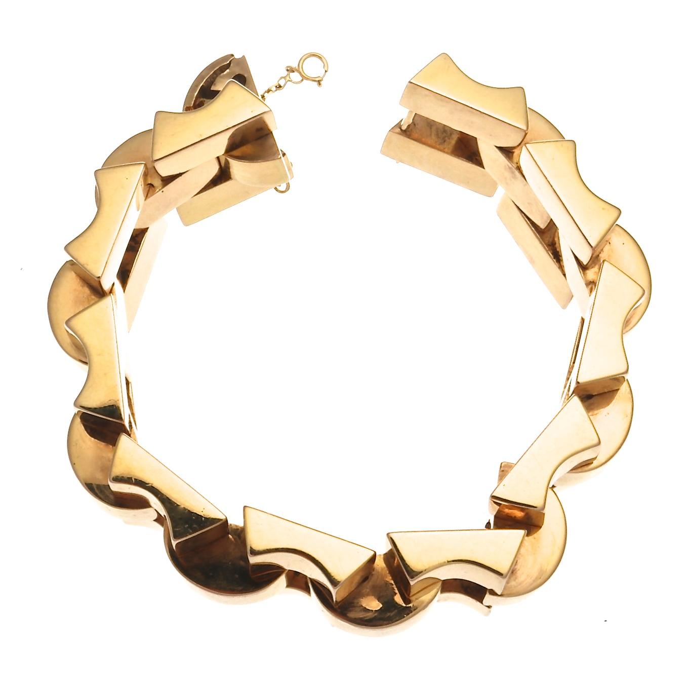 French Rose Gold 1940s Retro Tank Bracelet 1