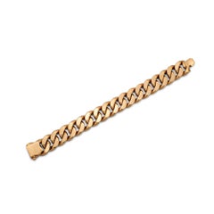 French Rose Gold Textured Curb Link Bracelet