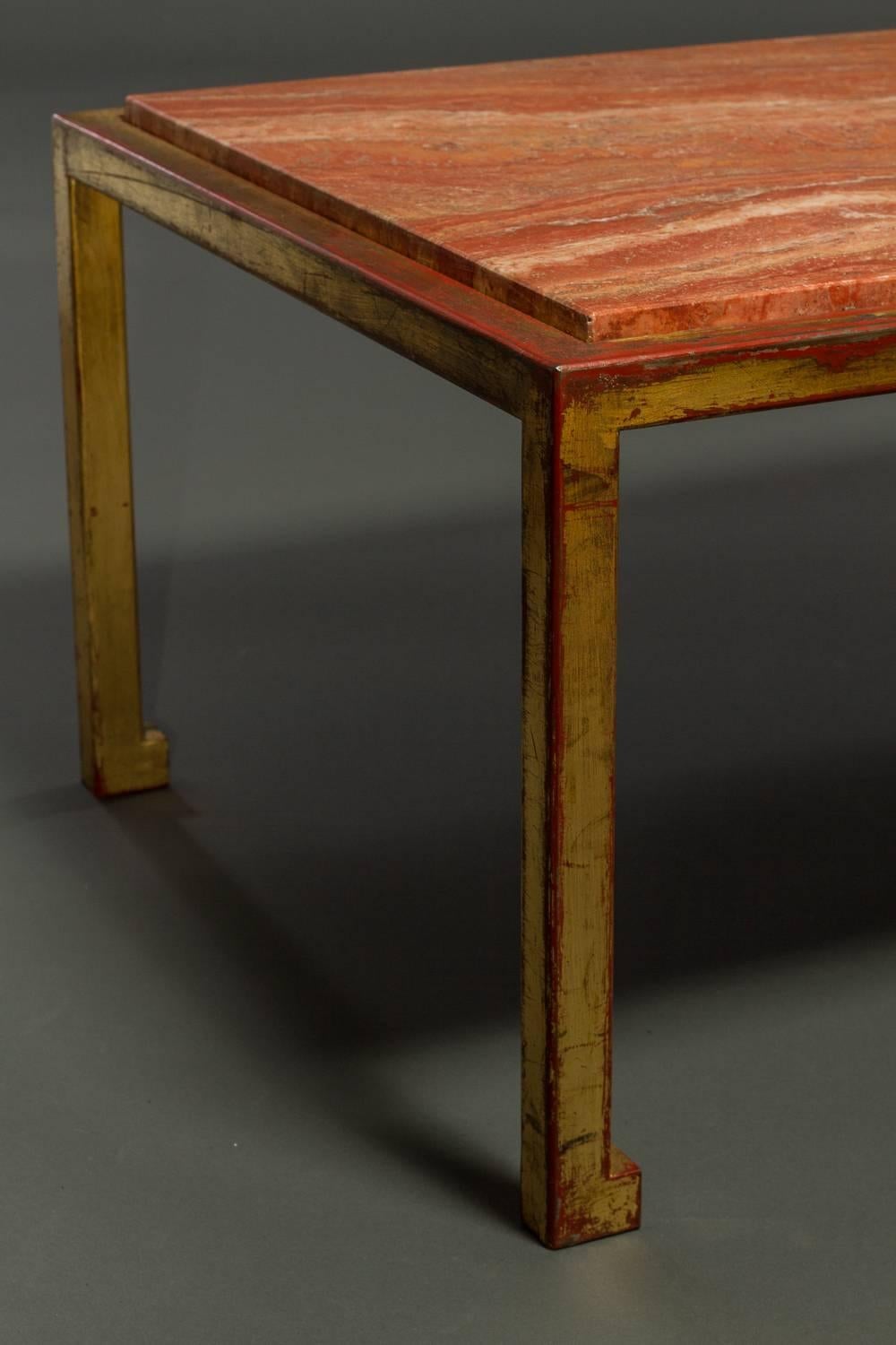 Mid-20th Century French 1940s Gilded Bronze and Marble Cocktail Table