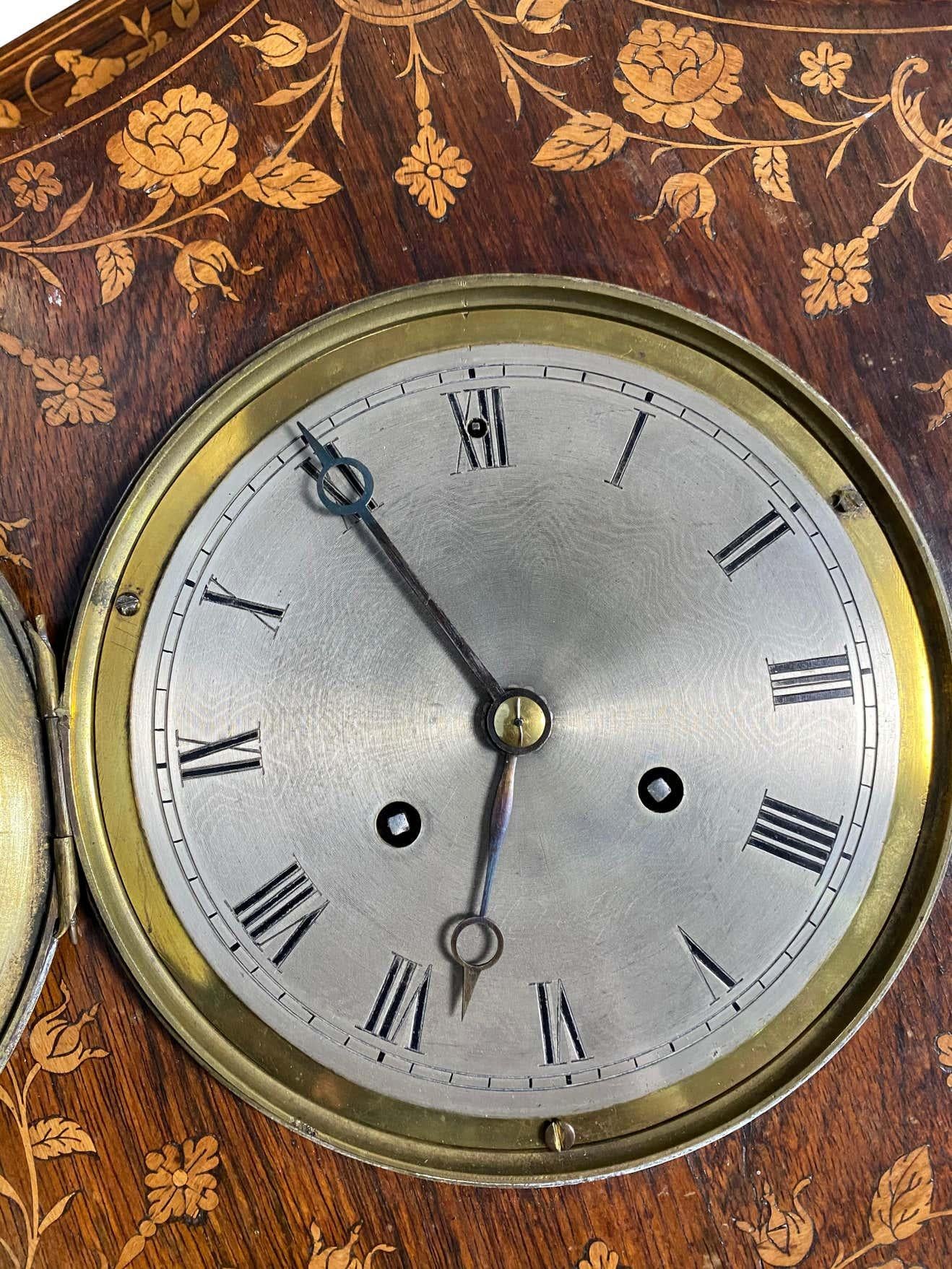 French Rosewood and Boxwood Cased Wall Clock, 19th Century For Sale 2
