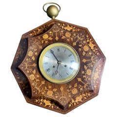 French Rosewood and Boxwood Cased Wall Clock, 19th Century