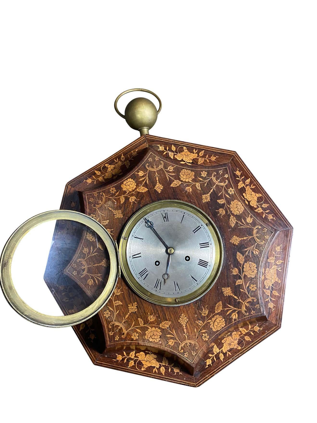 French Rosewood and Boxwood Cased Wall Clock, 19th Century For Sale 1