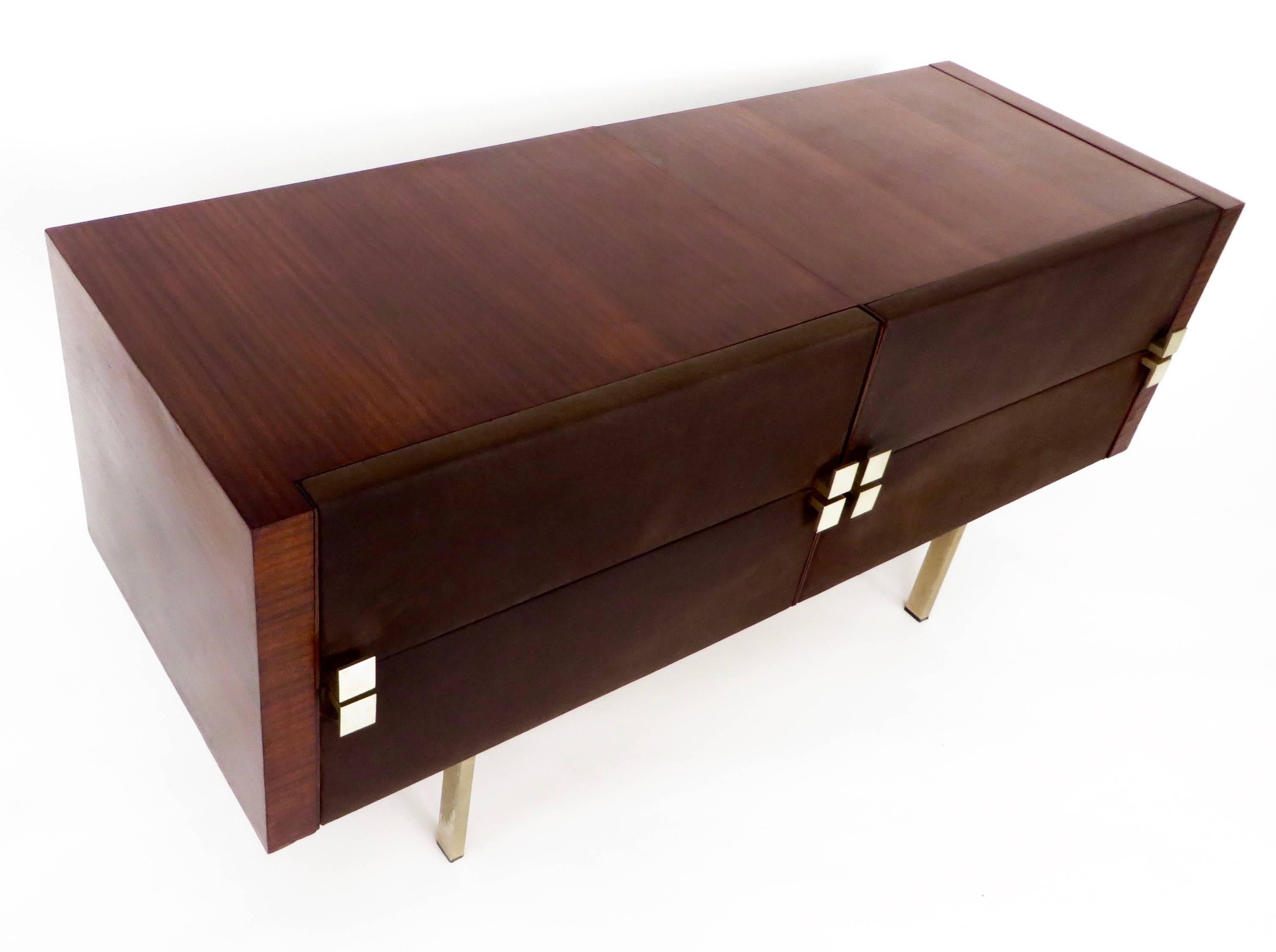 Mid-20th Century French Rosewood and Leather Vanity Dresser by Roger Landault