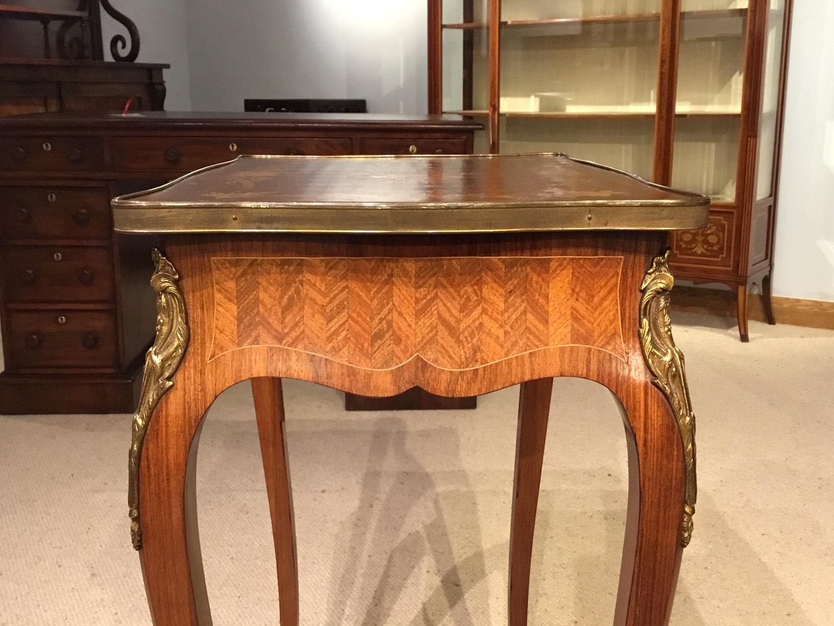  French Rosewood and Marquetry 19th Century Antique Side Table For Sale 8