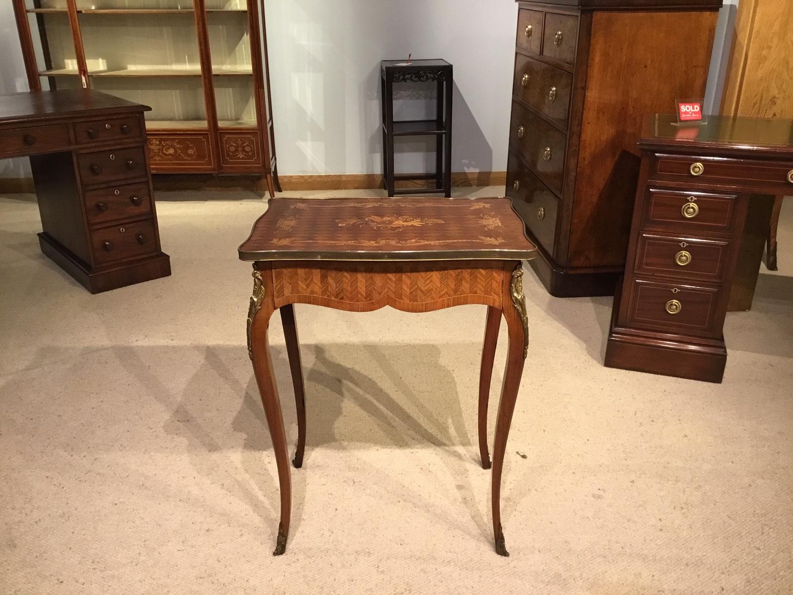  French Rosewood and Marquetry 19th Century Antique Side Table For Sale 9