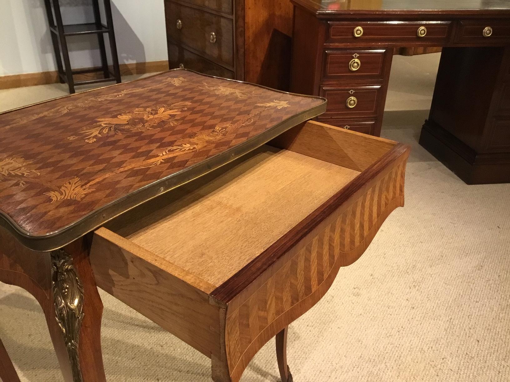  French Rosewood and Marquetry 19th Century Antique Side Table For Sale 2