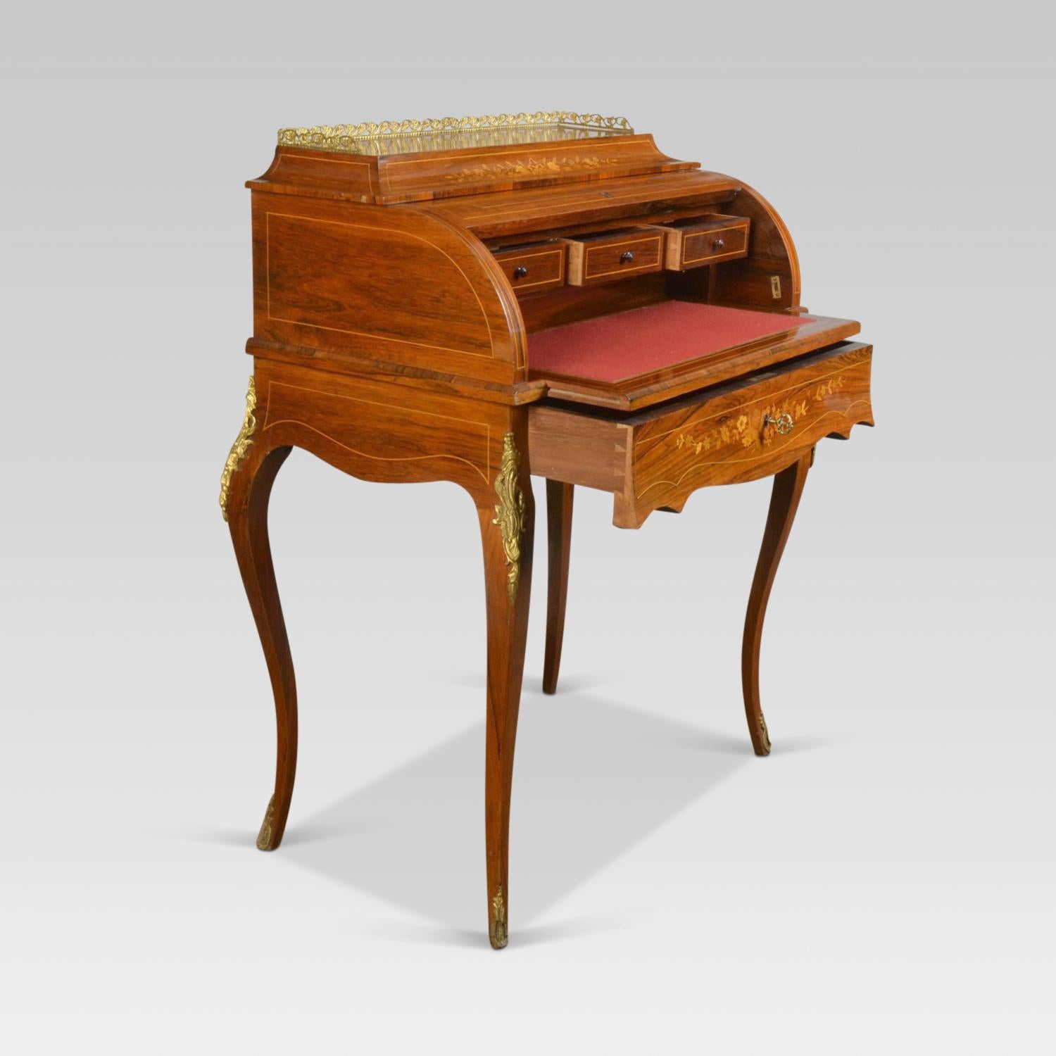 Louis XV French Rosewood and Marquetry Bureau De Dame