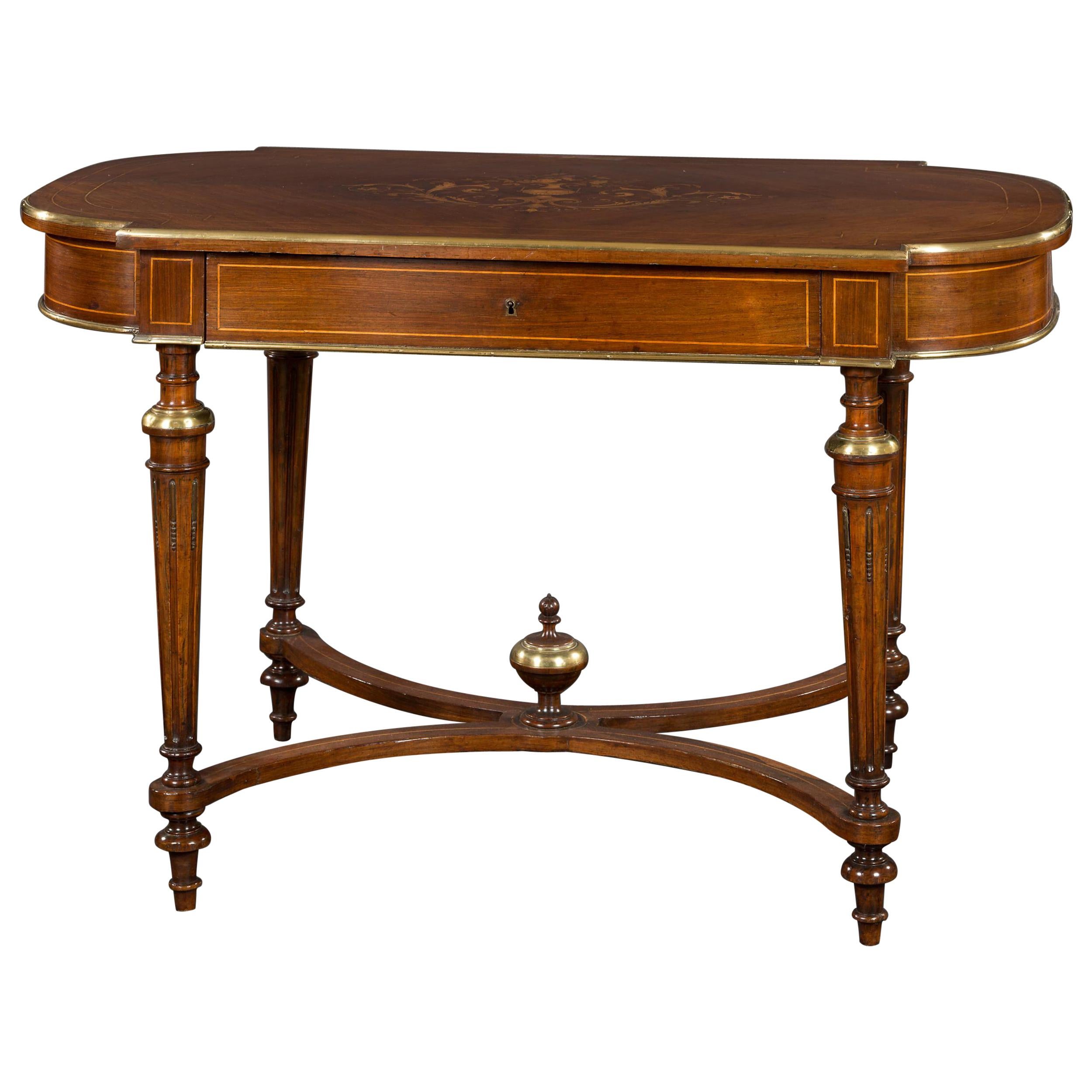French Rosewood and Marquetry Center Table For Sale