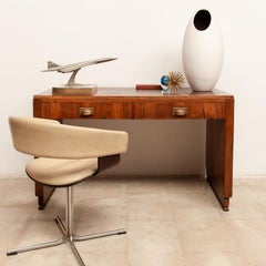 French Rosewood Art Deco Desk or Writing Table with Embossed Leather Inlay