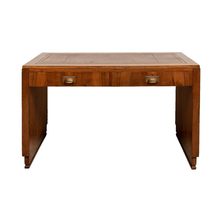 French Rosewood Art Deco Desk Or Writing Table With Embossed