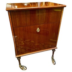 French Walnut Art Deco Rolling Dry Bar
