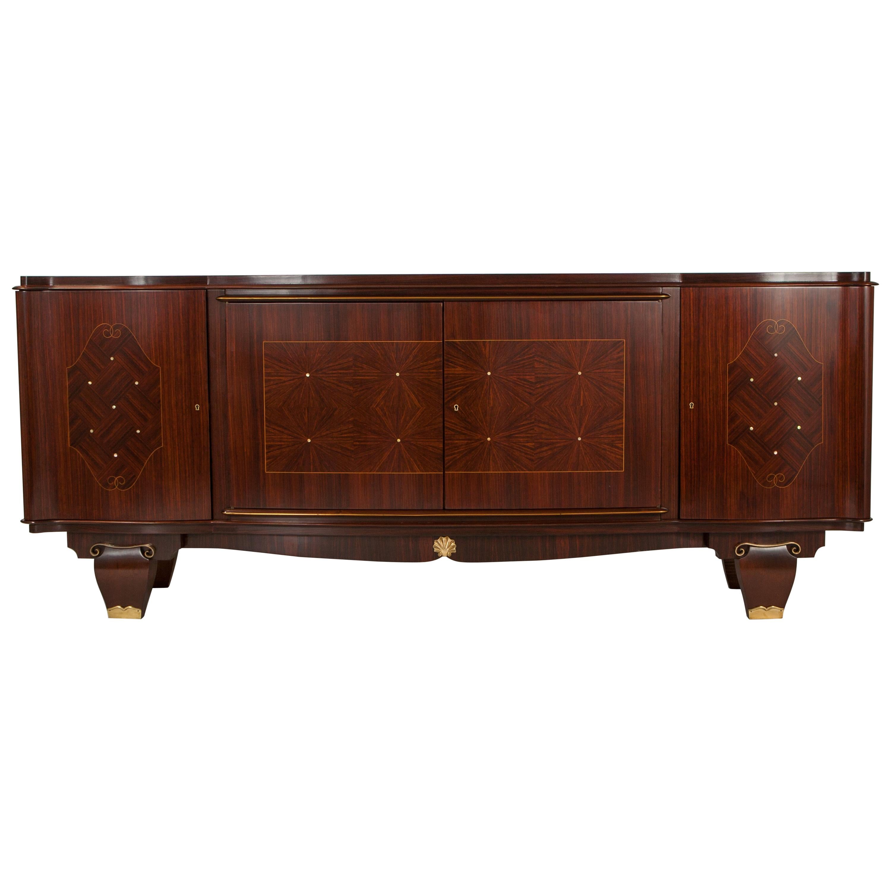 French Rosewood Buffet in the Style of Leleu For Sale