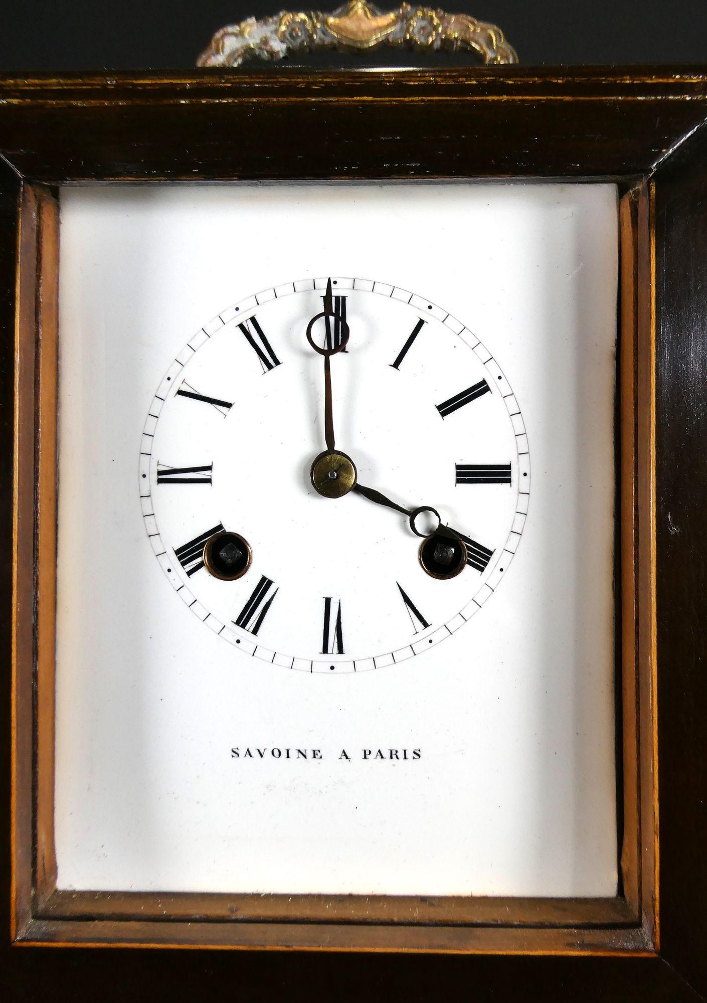 French Rosewood Campaign Clock, Savoine a Paris For Sale 5