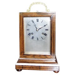 French Rosewood Campaign Mantel Clock