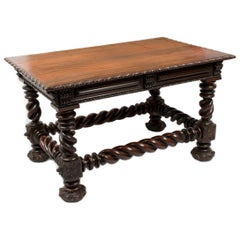 Antique Portuguese Rosewood Coffee Table with Elaborately Turned Legs and Spans