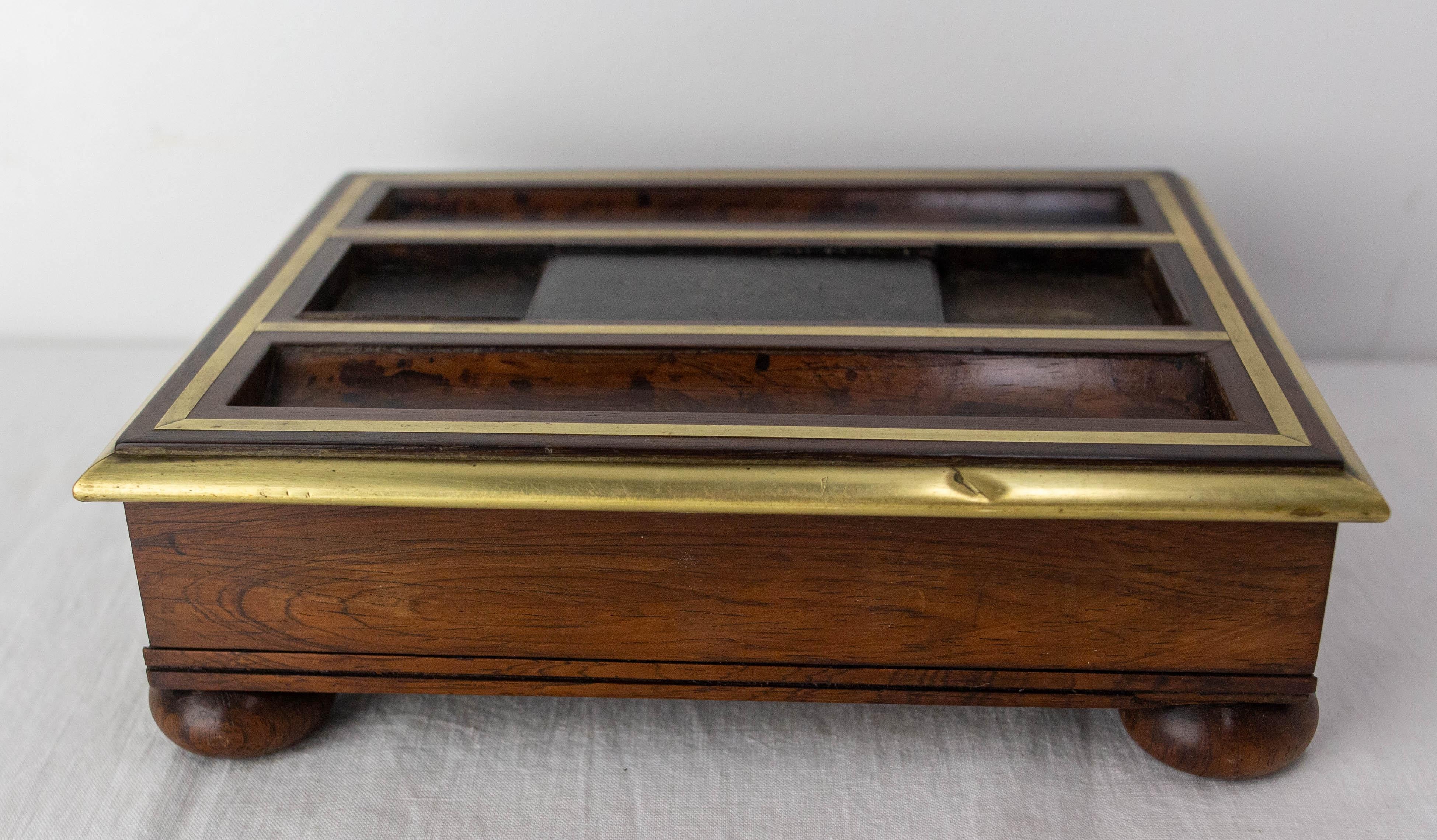 French Rosewood Desk Box for Pencils & Office Materials One Drawer, Late 19th C For Sale 1