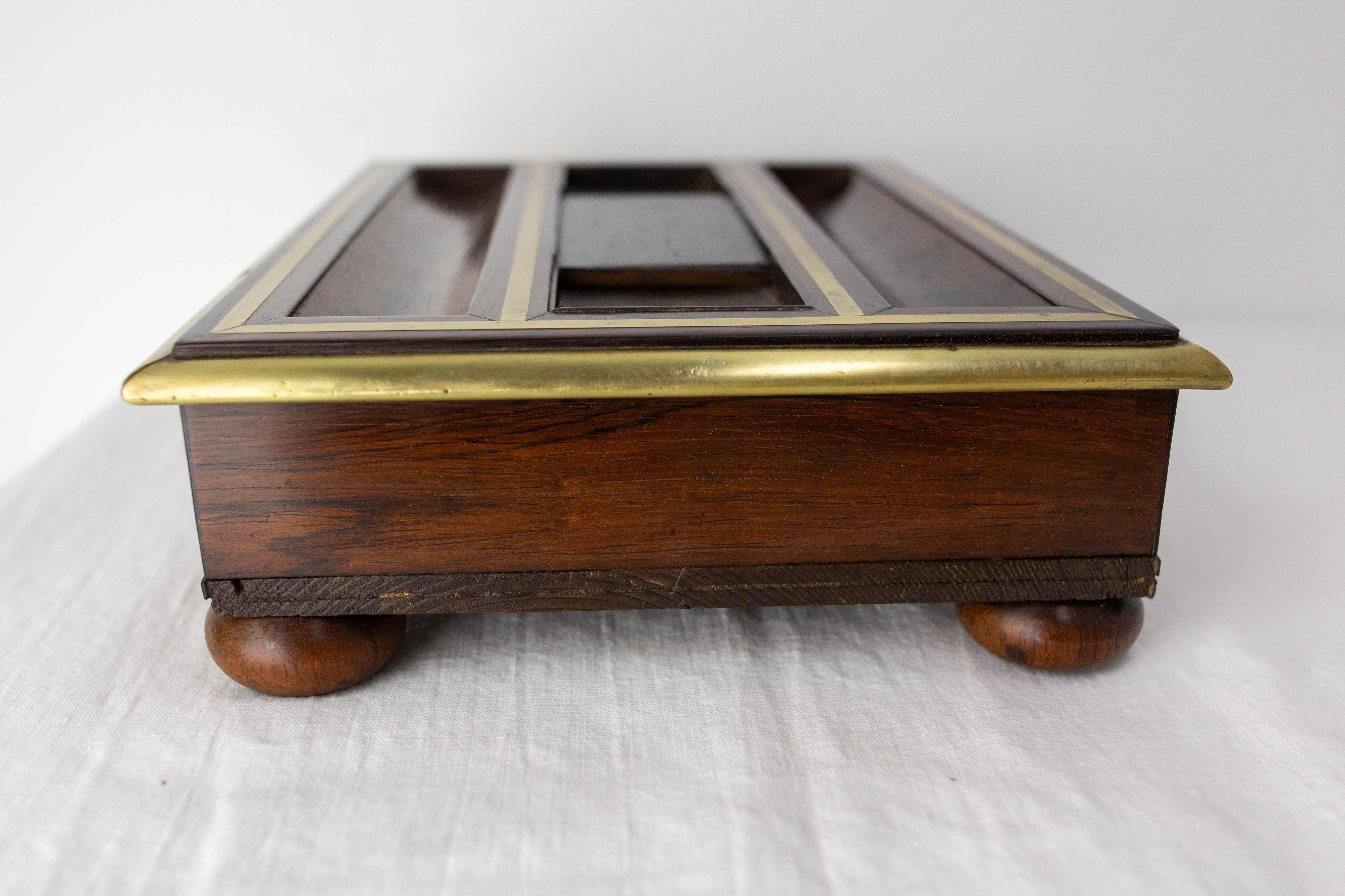 French Rosewood Desk Box for Pencils & Office Materials One Drawer, Late 19th C For Sale 2