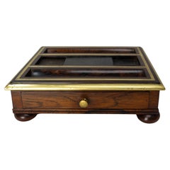 Antique French Rosewood Desk Box for Pencils & Office Materials One Drawer, Late 19th C