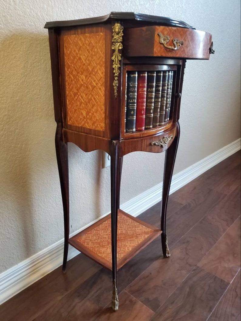 Inlay French Rosewood Faux Book Bedside Cabinet For Sale