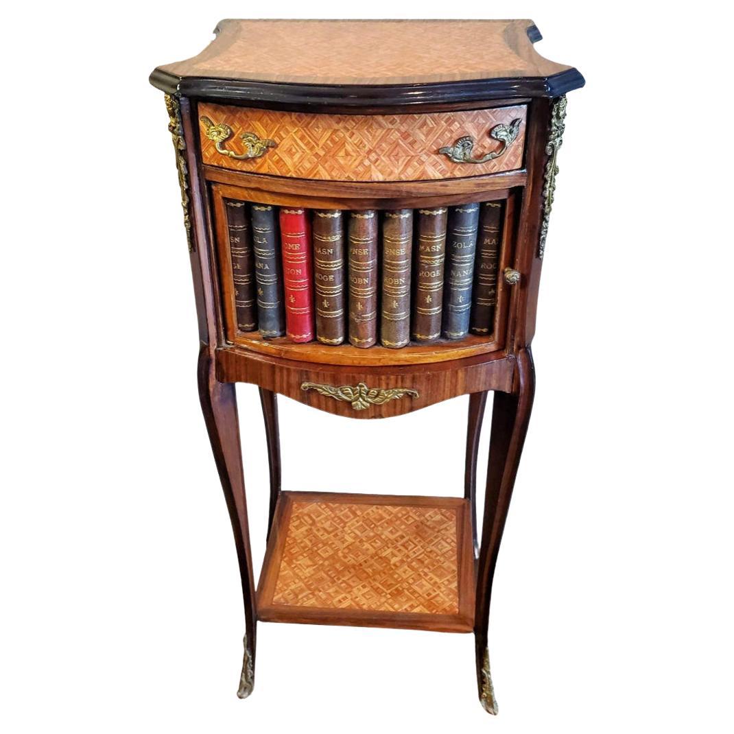 French Rosewood Faux Book Bedside Cabinet For Sale