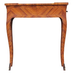 French Rosewood Sewing Table with Bronze Ormolu and Leather