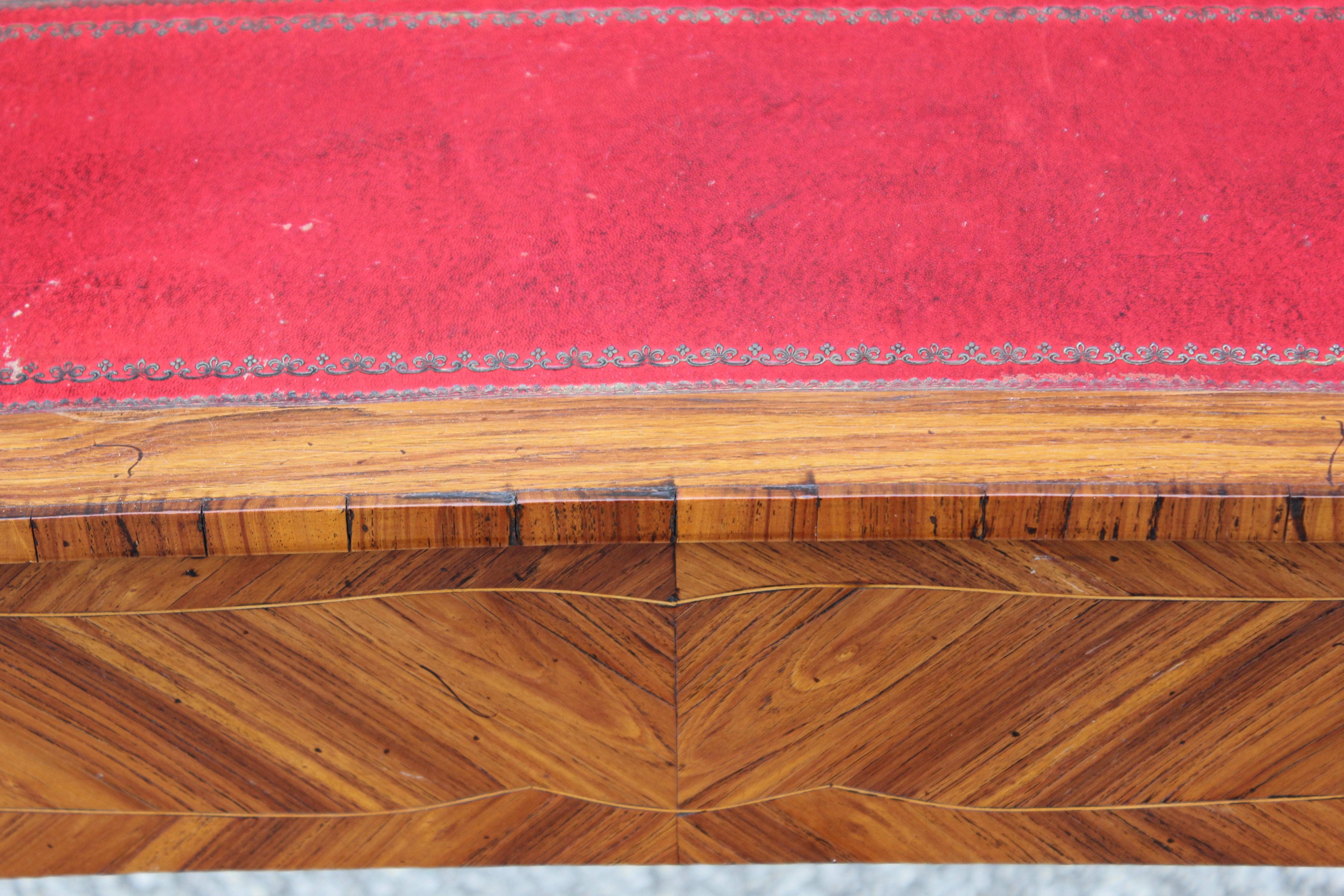 French Rosewood Sewing Table with Bronze Ormolu and Leather 2