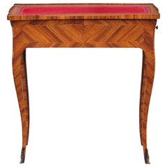 French Rosewood Sewing Table with Bronze Ormolu and Leather