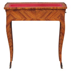 French Rosewood Sewing Table with Bronze Ormolu and Leather