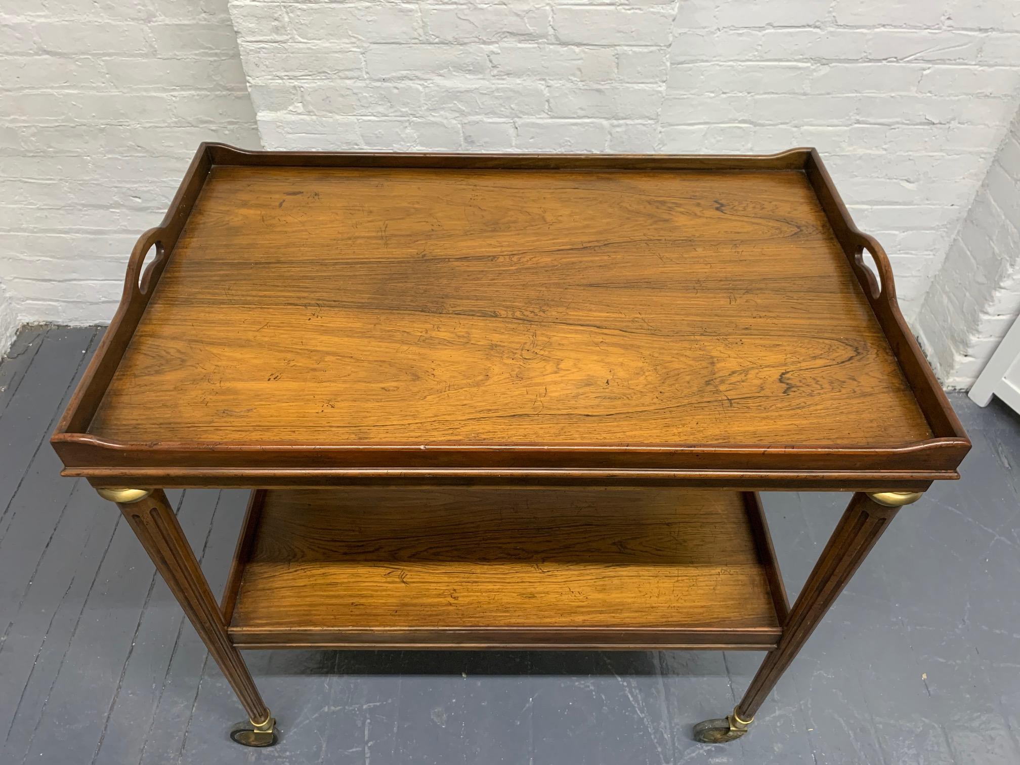 French Rosewood Two-Tier Bar Cart In Good Condition For Sale In New York, NY