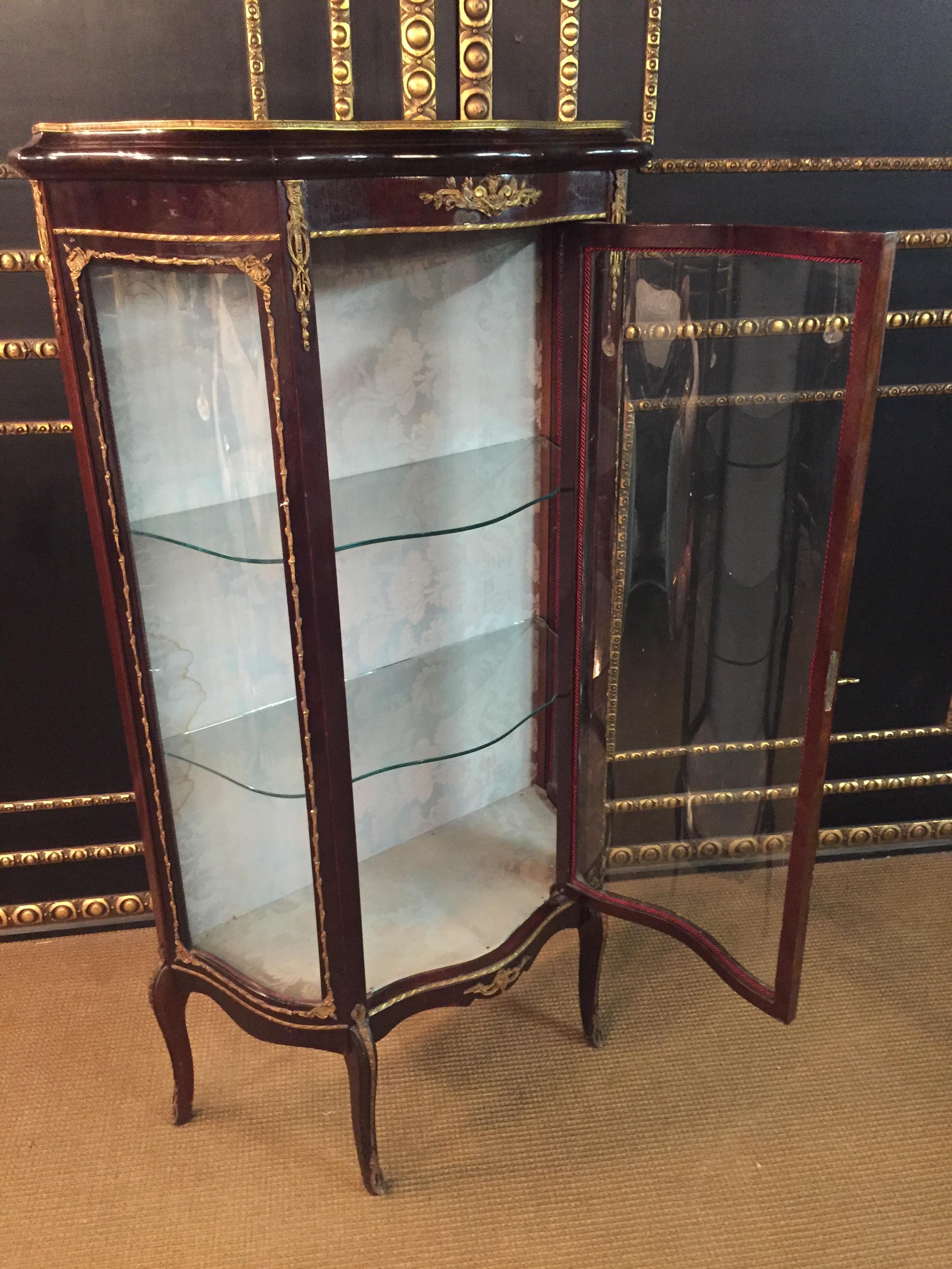French Rosewood Vitrine with Brass, circa 1900 1