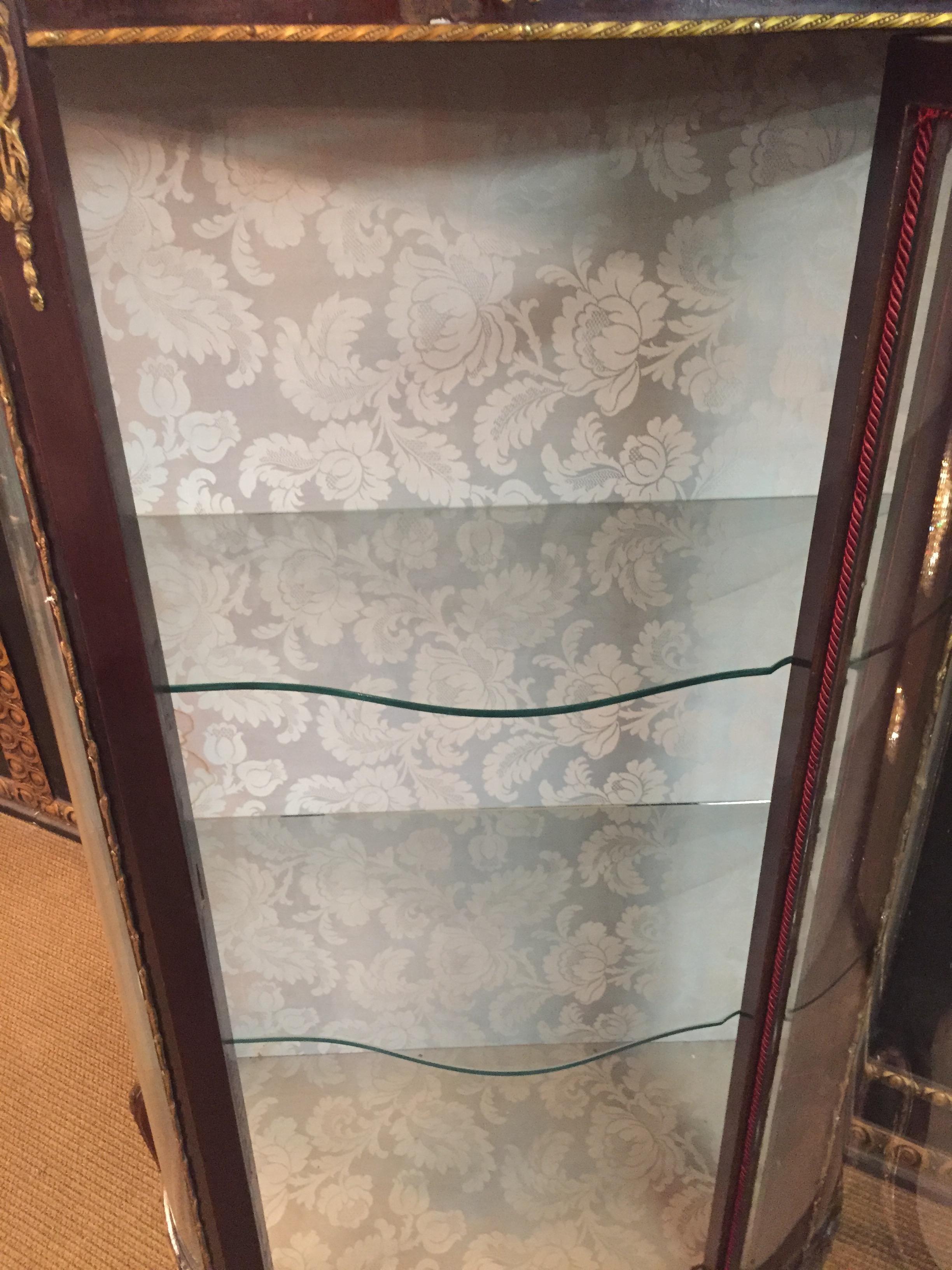 French Rosewood Vitrine with Brass, circa 1900 2