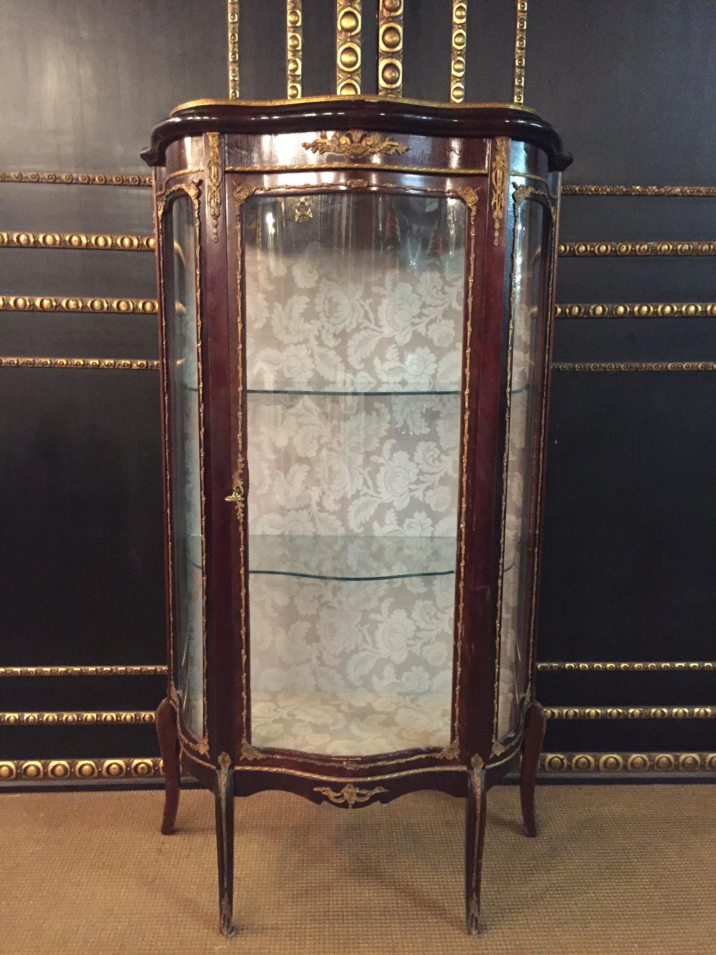 Louis XV French Rosewood Vitrine with Brass, circa 1900