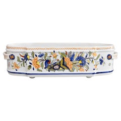 French Rouen Faience Jardiniere Cachepot Planter, circa 1950