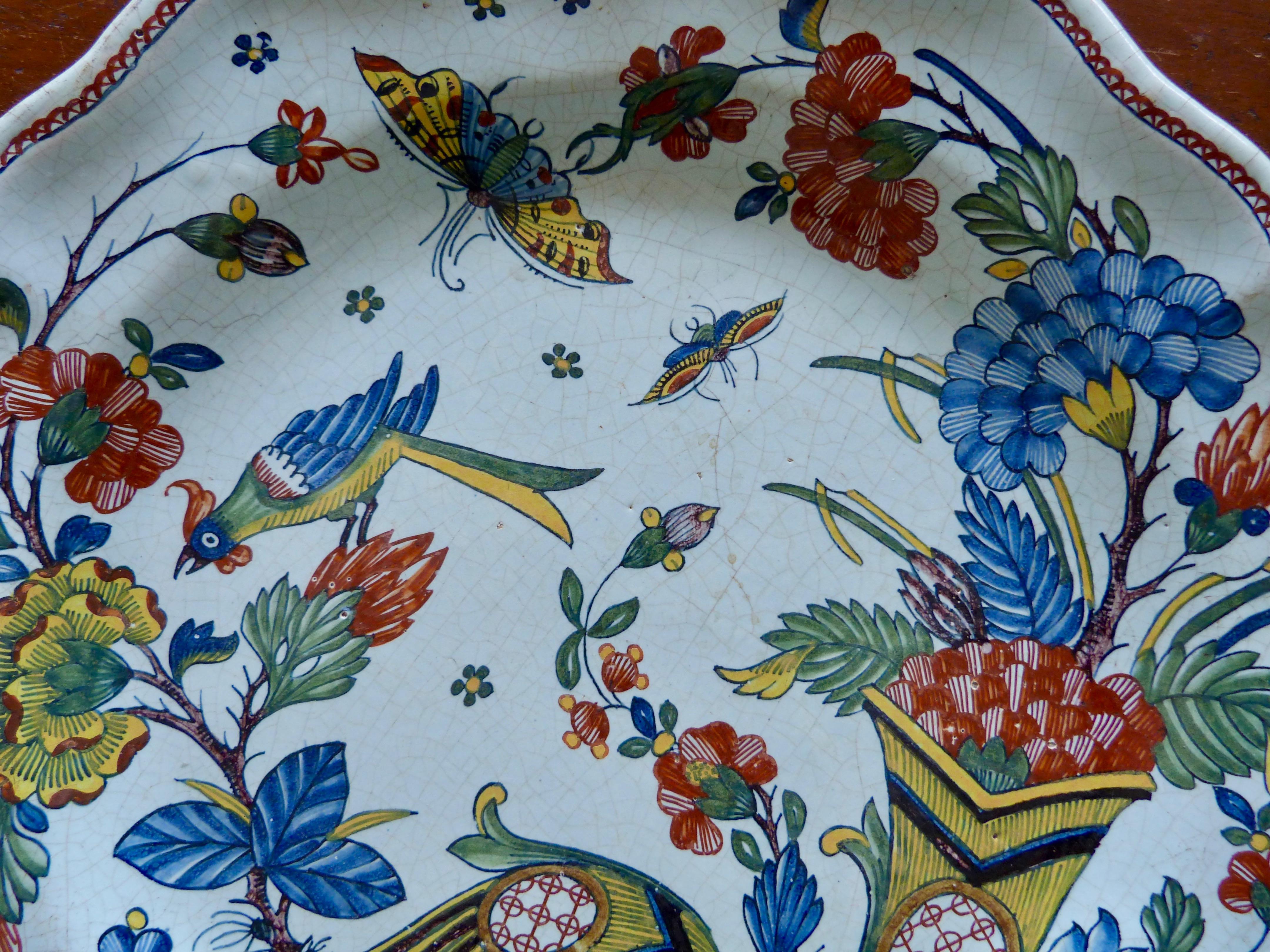 Faience French Rouen Large Faïence Charger, Mid-18th Century