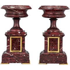 French Rouge Griott Marble Urns