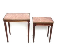 French Rouge Marble Nesting Tables End Tables